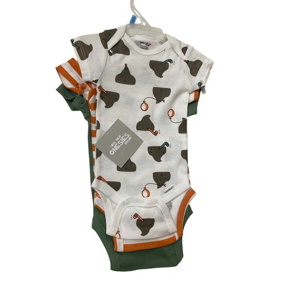 Gerber Baby Bundle 0-3 mo. Outfit and 3 Snap Tees Party Pooper Dinosaurs - Picture 7 of 7